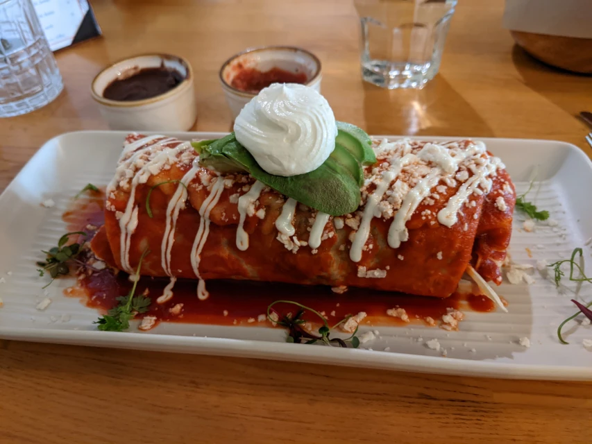 eating carmelita burrito alone because my buddy brutally bounced