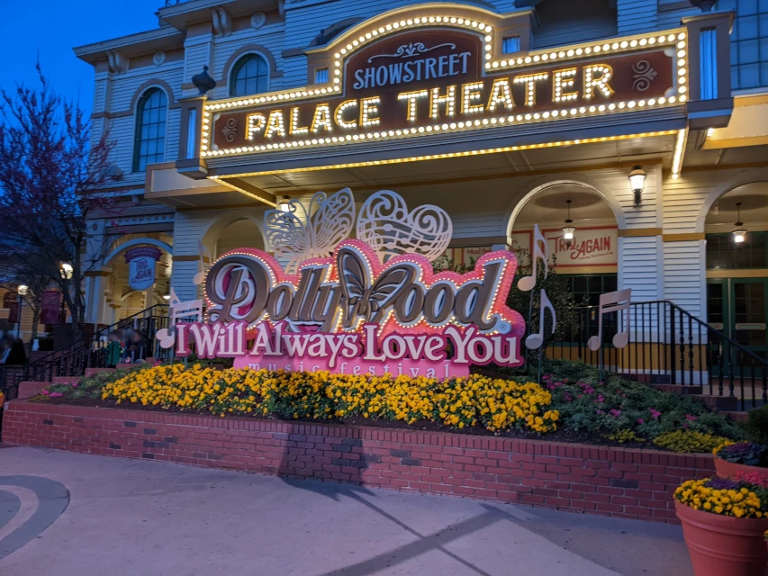 dollywood sign during the evening
